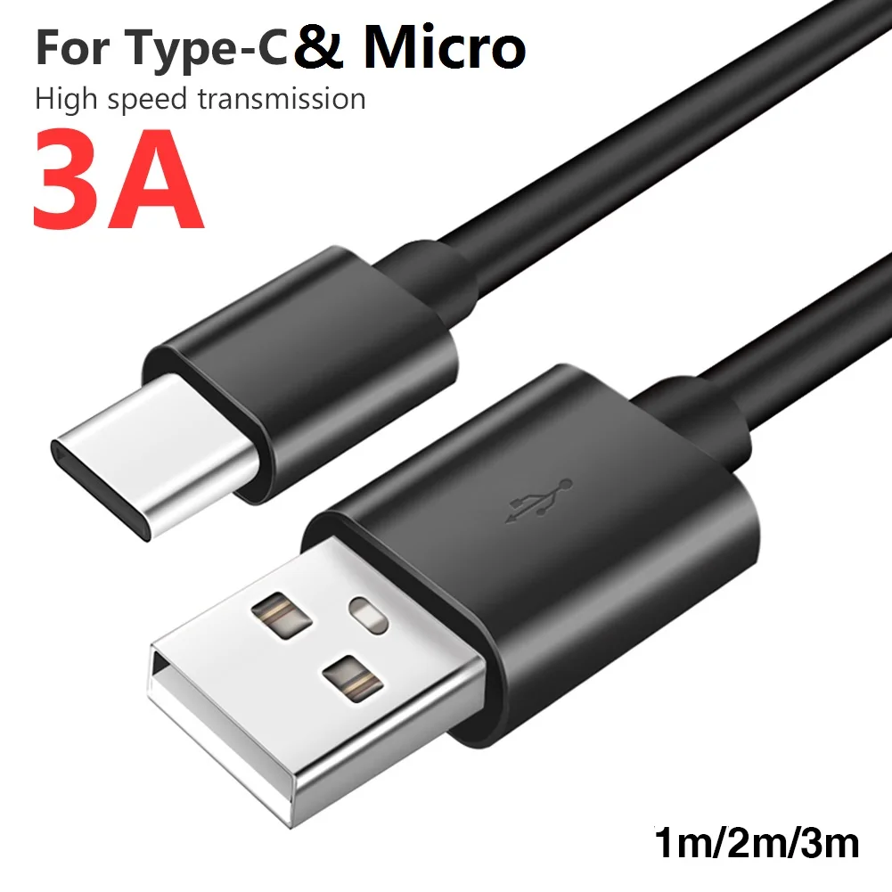 

100pcs/lot 1M 2M 3M Fast Charging 3A Type c USb-C Micro Data Sync Charging Cable Cord For Samsung s10 s20 Note 10 htc lg xiaomi