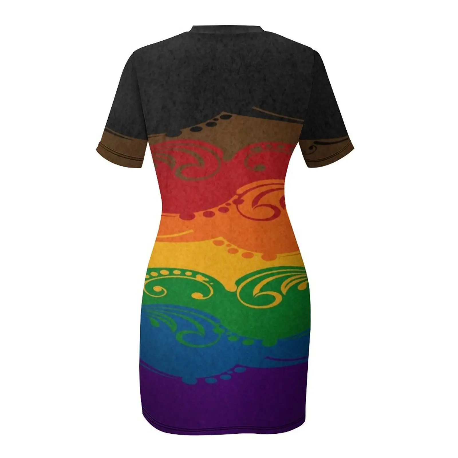 Необычное платье с короткими рукавами и закрученным вставным флагом Rainbow Pride