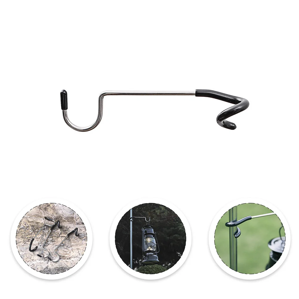 

Camping Light Pole Hook Supplies Hooks Metal Stainless Steel Tree Branch Lantern Hanger Tent Lamp Outdoor Gadget Black Fence