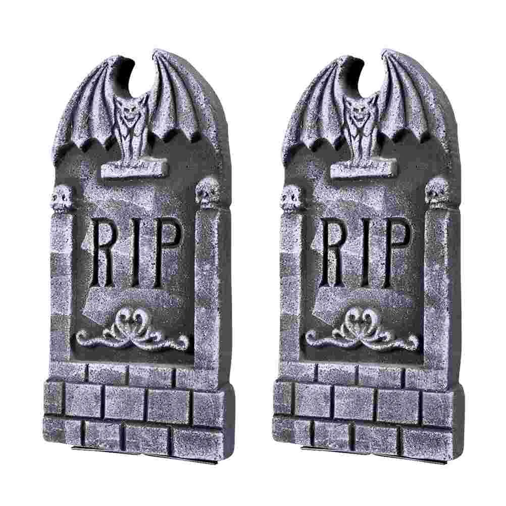 

2 Pcs Foam Tombstone Room Prop Ornaments Halloween Decor Decorations Tombstones Props Scared Halloween Statues