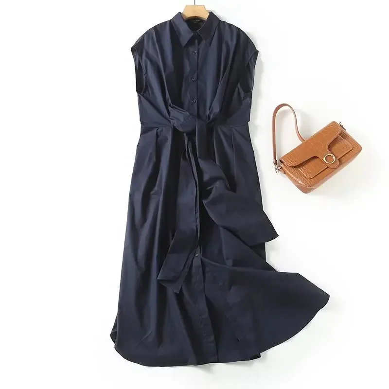 

Женское шикарное модное платье на бретелях в минималистичном стиле, высококачественное платье-рубашка в стиле ретро без рукавов, платья, 2023