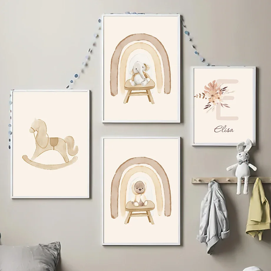 Милый богемный медведь слон Радуга троянская лошадь настенная живопись на