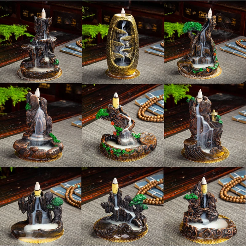 

10 Kinds Creative Reflux Incense Holder Ceramic Backflow Waterfall Smoke Incense Burner Home Decor Teahouse Use Stick Censer