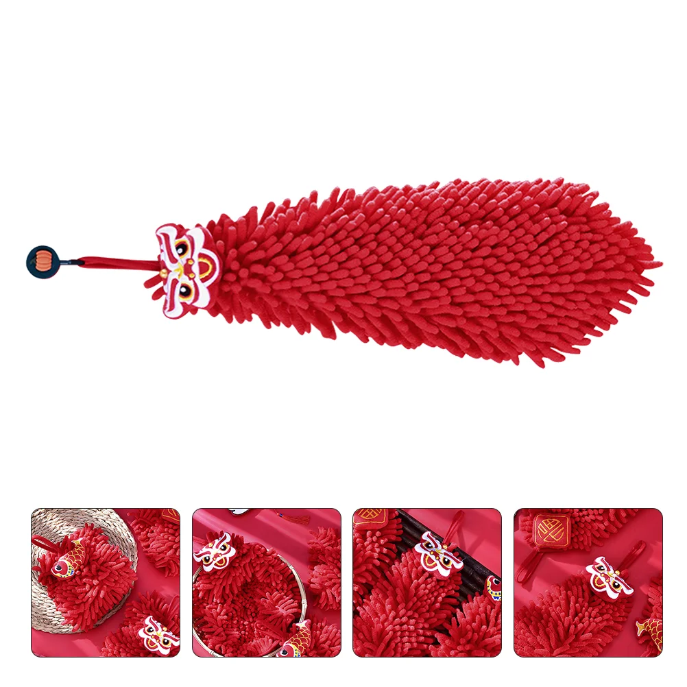 

Hangable Hand Towel Chenille Quick Dry Hand Towel for Kitchen Bathroom (Red)