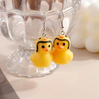 new cartoon duck drop earrings for women cute animal dangle earrings girls party birthday jewelry ornament accessories
