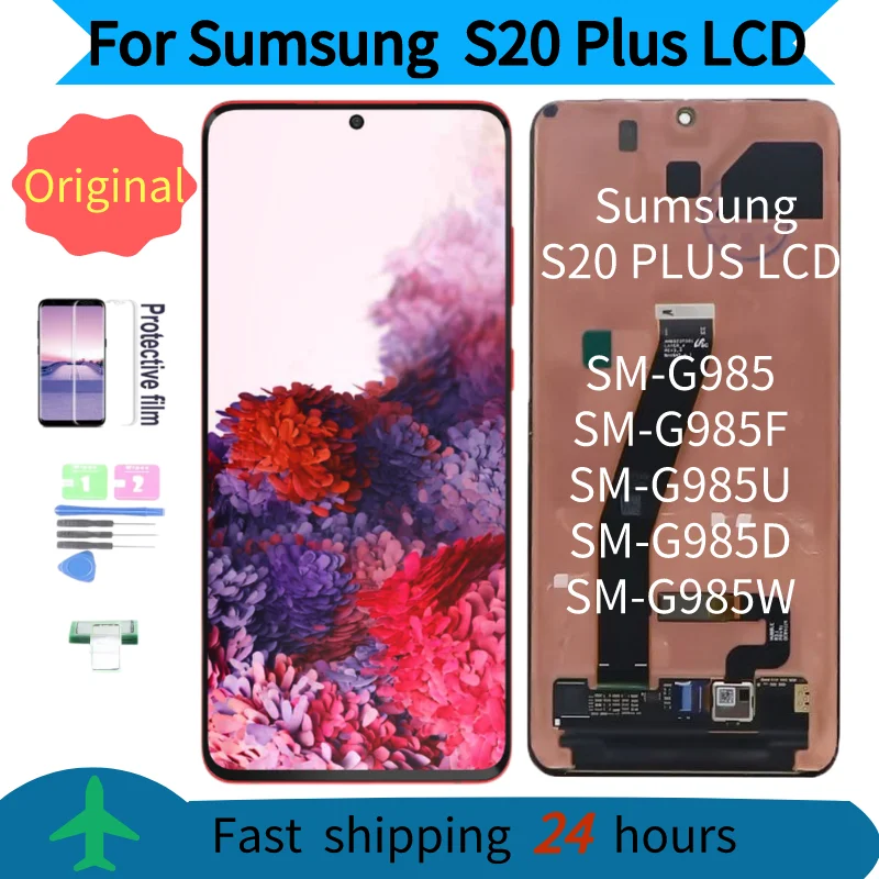 100%Original AMOLED Display For Samsung Galaxy S20 PLUS LCD G9850 G985F With Frame Touch Screen Digitizer Assembly For S20+ LCD