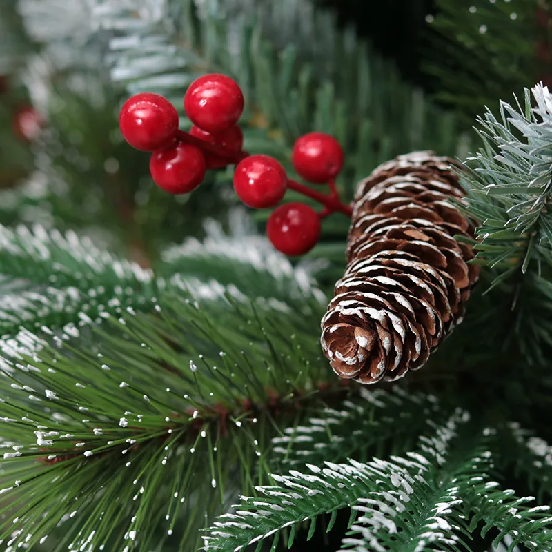 240cm Nordic style Christmas tree decoration PE+PVC mixed white and red cone pine needle |