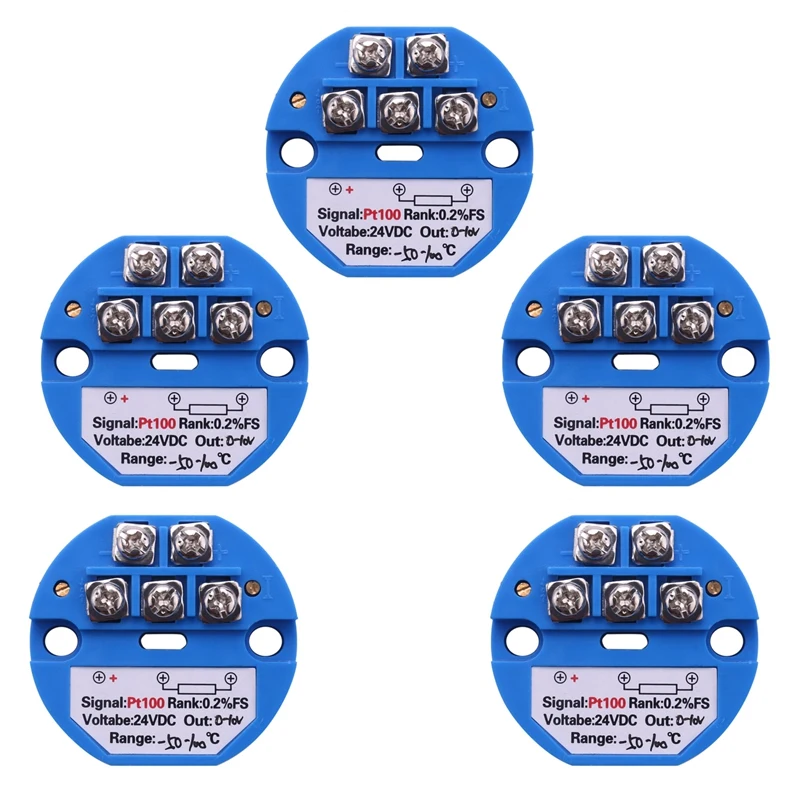 

5X RTD PT100 Temperature Transmitter DC24V Minus 50 - 100 Degree Output 0-10V