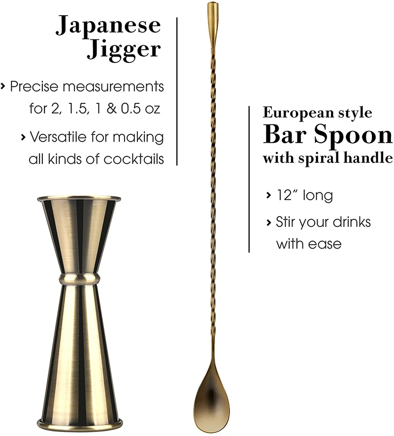 

Cocktail Set: Boston Cocktail Tong,pourers Shakers,cocktail Muddler,spoon, Strainer Shaker Weighted 11-piece Bar Set,jigger, Ice