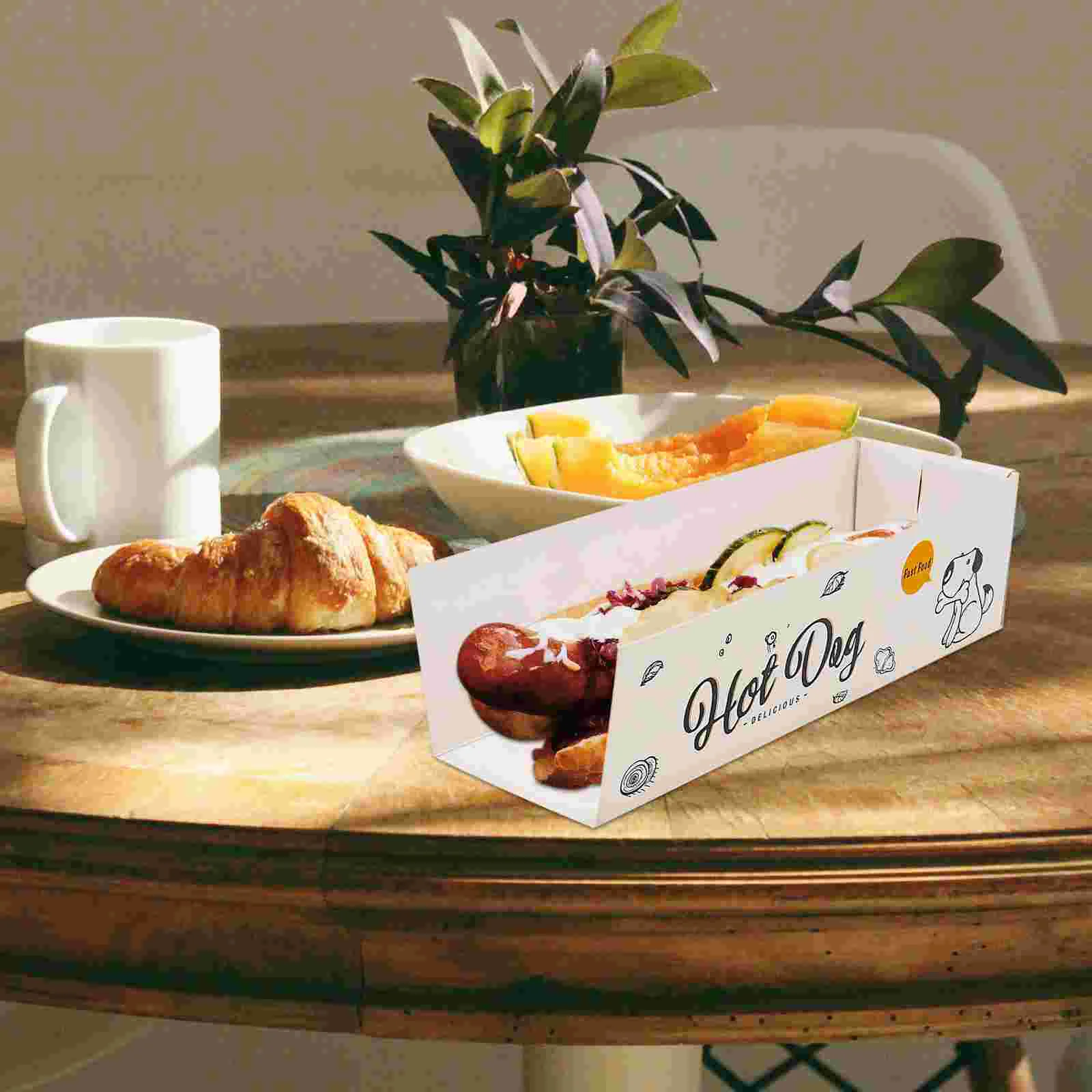 100 Pcs Hot Dog Box Practical Boxes Premium Material Packing Snack Container Wrapping Corn Flake Paper