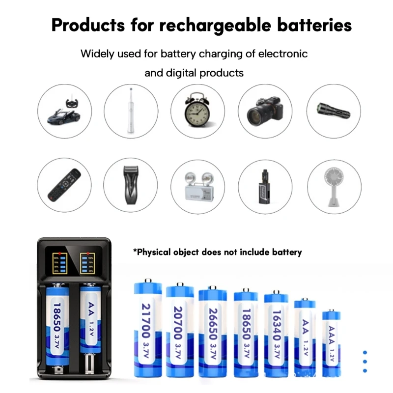 

2 Slot for aaa/aa 18650 26650 21750 Rechargeable Battery LCD Display W3JD
