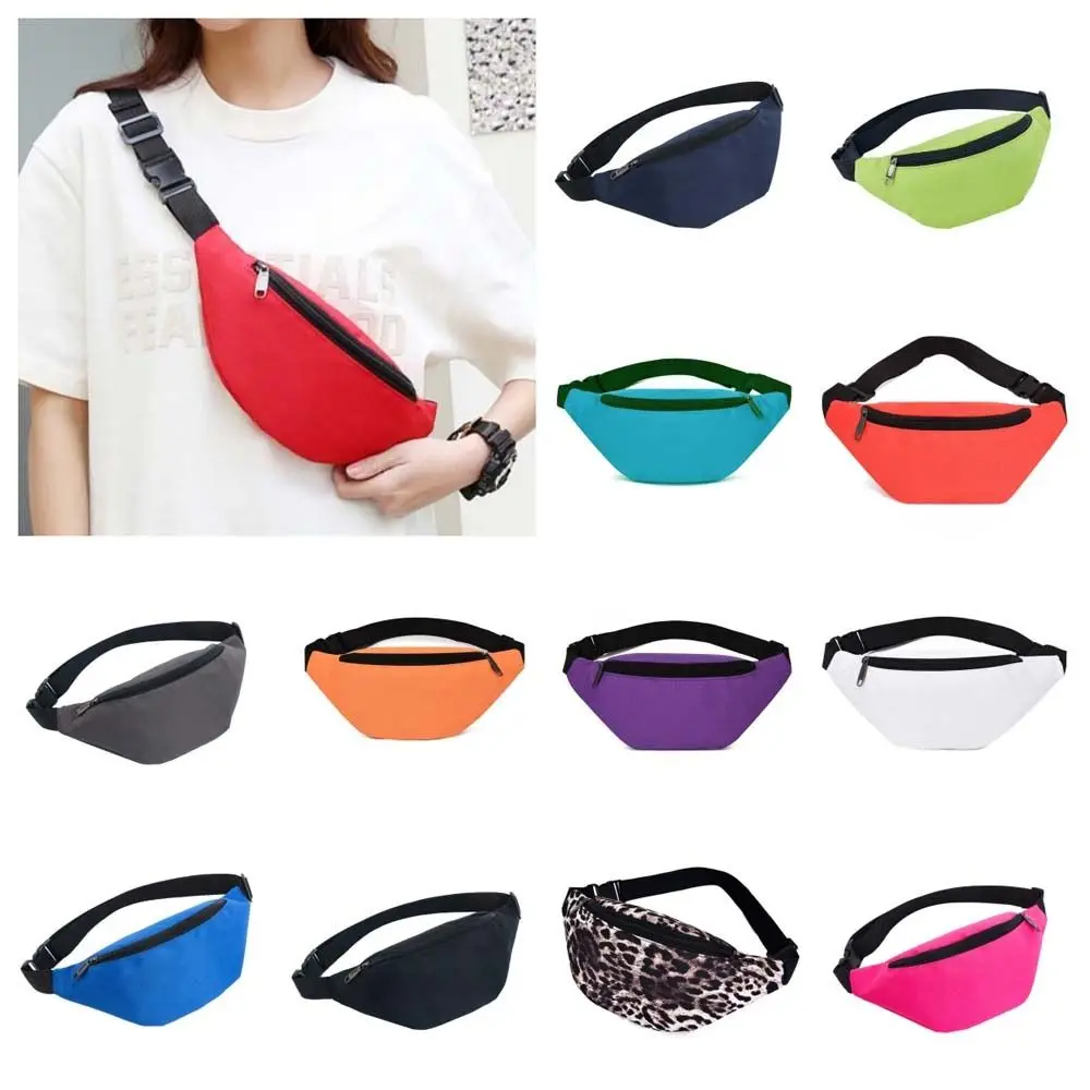 

Waterproof Running Chest Bag Fashion Nylon Oxford Fitness Crossbody Bag Coin Purse Solid Color Sports Shoulder Bag Sports