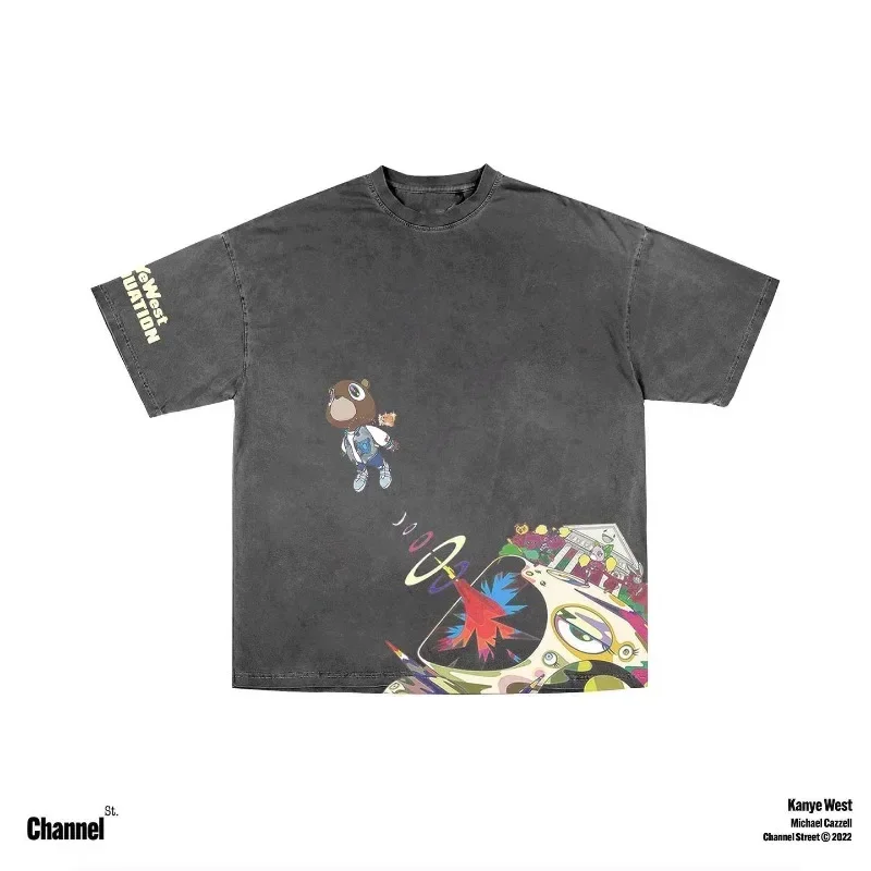 Y2K Top Street винтажная футболка с короткими рукавами и принтом аниме мужская 2024