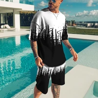 mens activewear 2 pieces cool summer sports street mens suits short sleeve t shirts and shorts casual mens clothing oversized