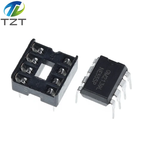 10Pcs , (5 Each) NE555 NE555P 555 Timer Programming + 8 Pin Sockets
