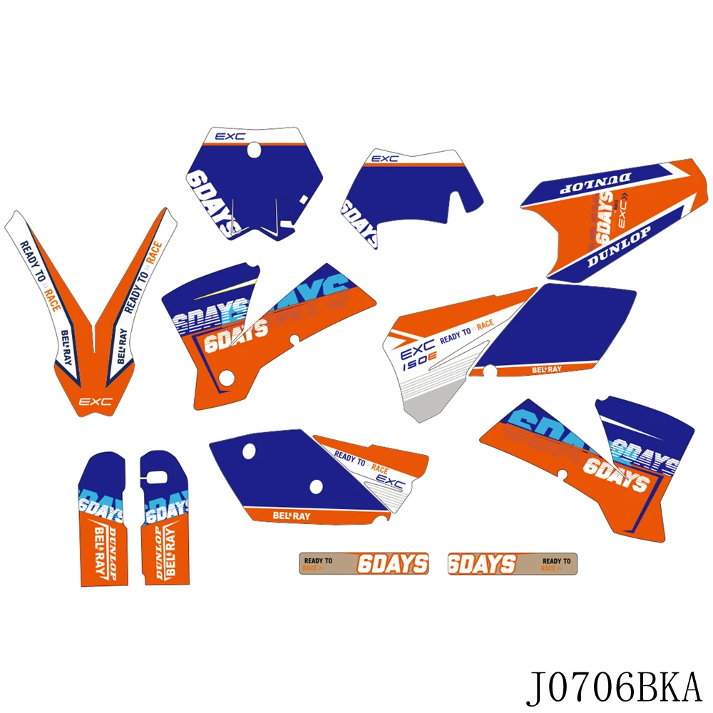 

for KTM 125 200 250 300 400 450 525 EXC 2004 2005 2006 2007 Full Graphics Decals Stickers Kit Custom Number Name Stickers