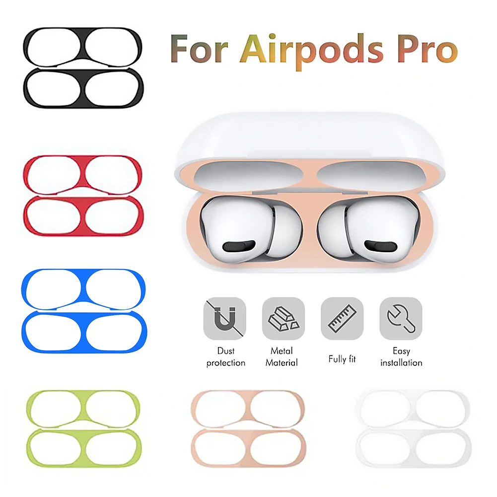 

Hot Selling Electroplate Film Sticker Dust-proof Metal Protective Cover Case Headphones Accessories for AirPods Pro