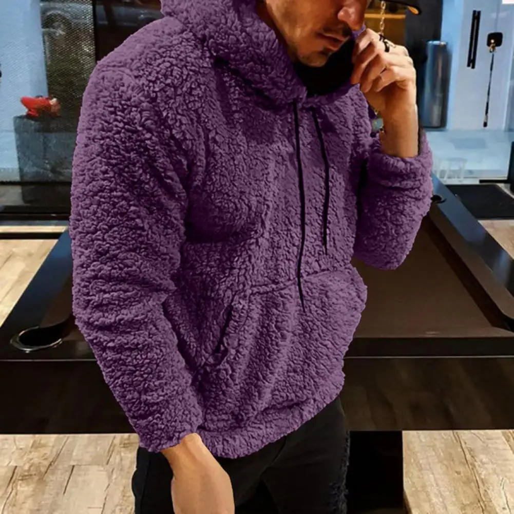 

Men Autumn Hoodie Solid Color Cozy Warm Pure Color Fuzzy Winter Hoodie Winter Hoodie Men Clothes