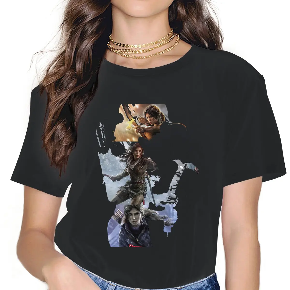 

Классическая крутая Женская одежда с принтом могильбы Raider, Лара Крофт, приключения, игра, фильм, графика, женские футболки, винтажные гранж, ...