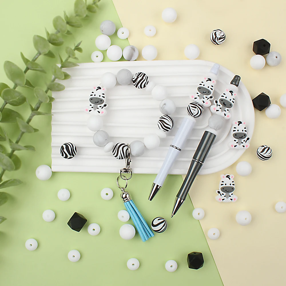 30Pcs Детские Силиконовые Бусины Животное Форма Игрушки Набор Для Ювелирных