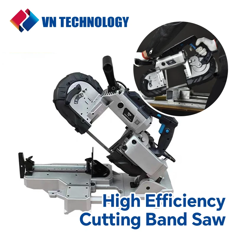 

Portable Band Saw, 220V Removable Alloy Steel Base Cordless Band Saw 5in Cutting Capacity Variable Speed Bandsaw for Metal Wood