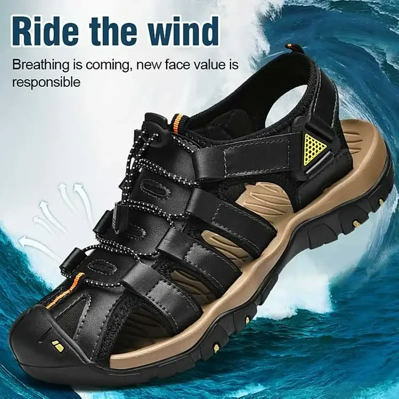 Sandals Men's Summer Casual Beach Shoes Sports Sandals Men's Outdoor Wear Non-slip Dad Sandals and Slippers Plus Size 48