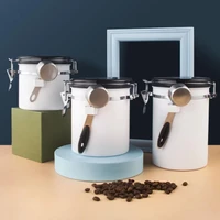 stainless steel storage container jar box sealed with spoon scoop coffee beans food nuts sugar fruit stash can canister