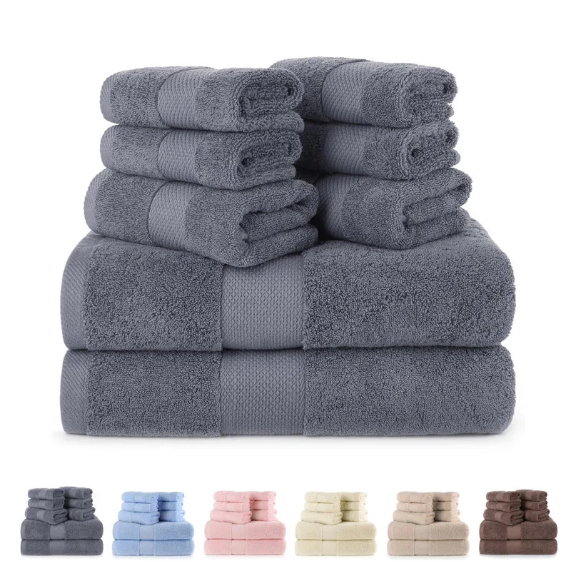 

Absorbent Terry Bath Towel for Adults 100% Cotton Towel Set 2 Luxury Large Bath Towels 2 Hand Towels 4 Face Towels (Pack of 8)