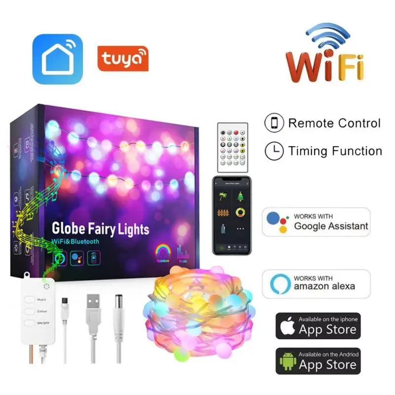 

Светодиодная лента RGB Tuya с Wi-Fi, умная Водонепроницаемая LED лампа с дистанционным управлением, управление через приложение, 5 м, 10 м