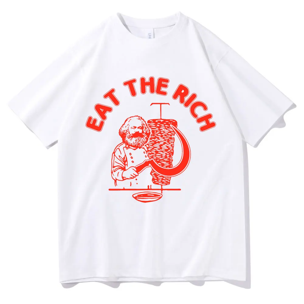 

Eat The Rich Doner D%C3%B6ner Kebab Karl Marx Socialist Hasan Piker Graphic T Shirt Tops Funny Men Women Casual Loose T-shirts