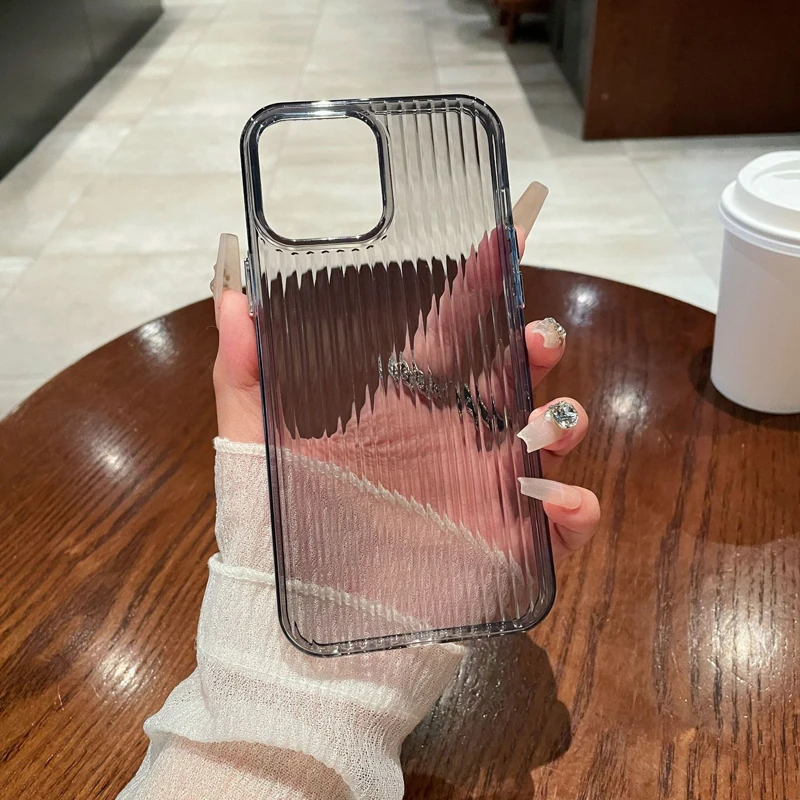 Роскошный гофрированный Прозрачный чехол для телефона iPhone 15 14 13 12 Pro Max модный