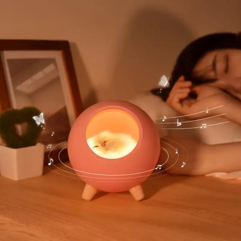 

1200mah Night Light Table Lamp Bedside Stepless Dimming Music Player Three-color Sleeping Light Bluetooth Speaker