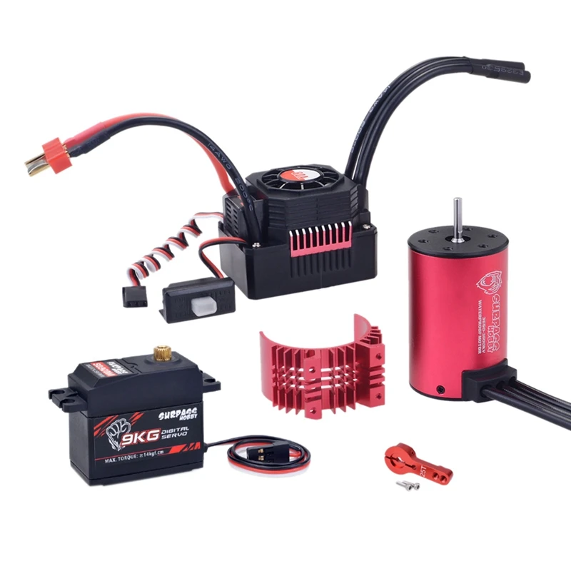 

SURPASS HOBBY Waterproof Combo 3660 3500KV Brushless Motor/Heat Sink 80A Brushless ESC +S0900M 9KG Servo For RC 1/8 Car