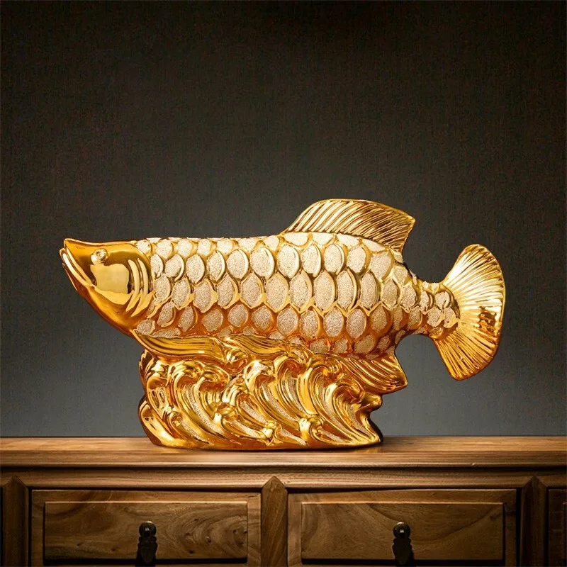 Керамическое украшение Arowana в китайском стиле, декоративное украшение для гостиной, крыльца, креативное открытие, подарок, винный шкаф