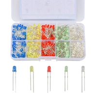 500pcs 3mm led light emitting diode box transistor red yellow blue green and white 100pcscolor