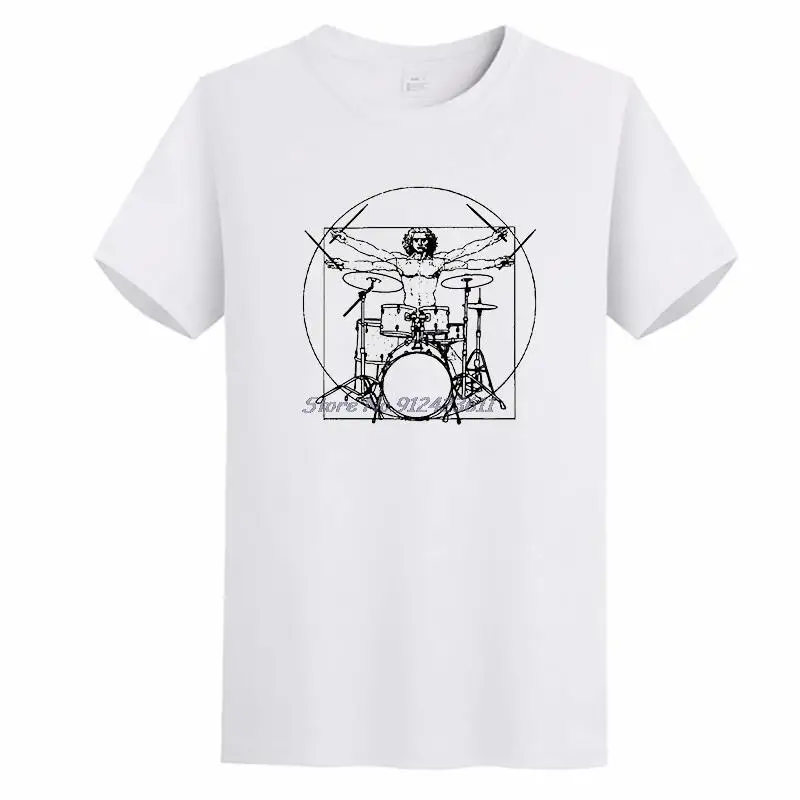 

​Drums Da Vinci Drums Set Vitruvian graphic t shirts Tees Tops t shirt for men O-neck T-shirt Summer Harajuku Streetwear