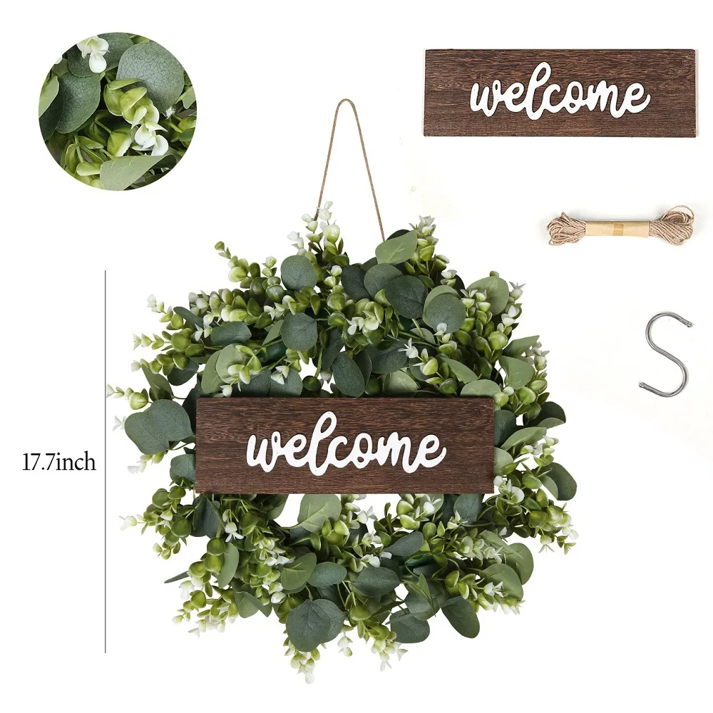

Simple door decoration diy garland eucalyptus leaves eucalyptus artificial flowers christmas decoration thanksgiving decorations