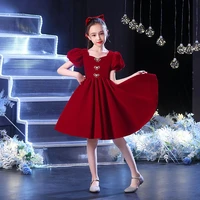 girl princess skirt birthday evening dress girl pompous skirt red host flower child piano performance dress spring