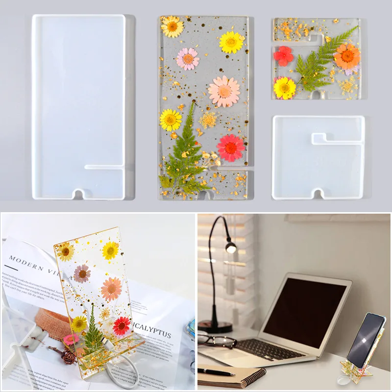 

DIY Crystal Drop Glue Simple Mobile Phone Bracket Mould Decorative Table Silicone Mould Epoxy Resin Molds