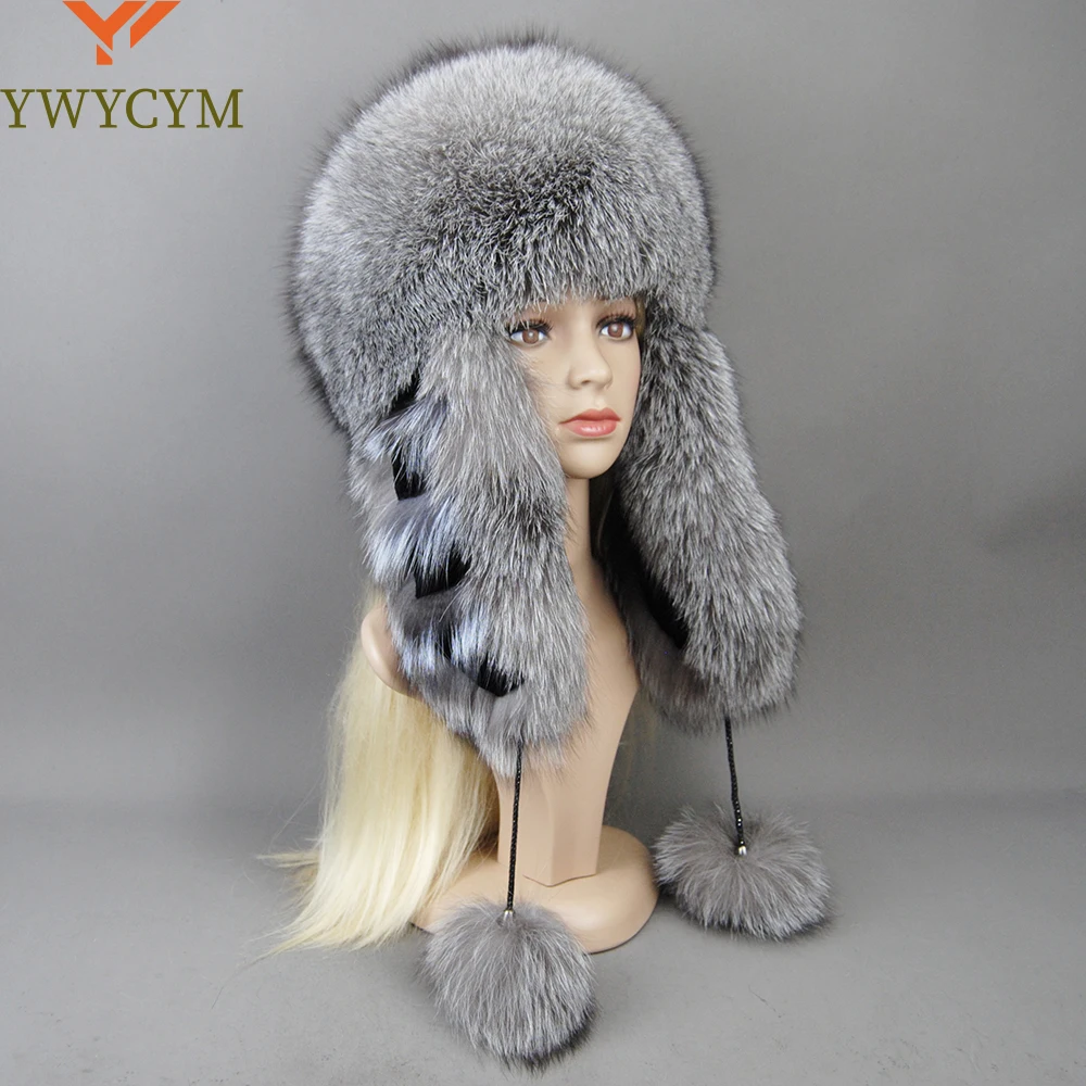 Hot Sale Lady Winter Warm Luxury 100% Natural Fox Fur Hat Fashion Fluffy Fox Fur Rex Rabbit Fur Caps Women Real Fur Bomber Hats