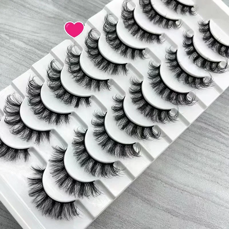 

10 Pairs Russian Strip Lashes Fluffy Volume False Eyelashes DD Curl Dramatic Messy Faux Mink Fake Lashes Make up
