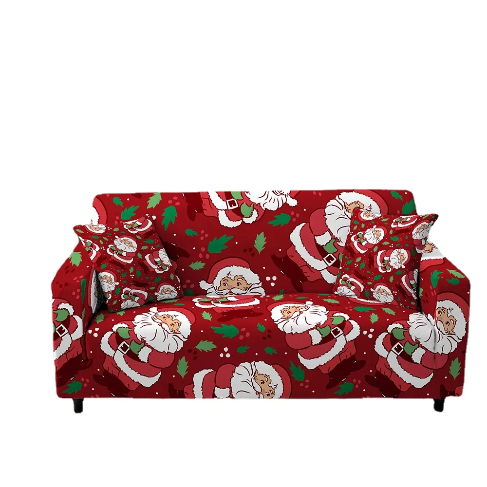 

Christmas Sofa Covers for Living Room Elastic Sectional Corner Sofa Cover Santa Claus Slipcover Couch Cover Funda Sofa Protector