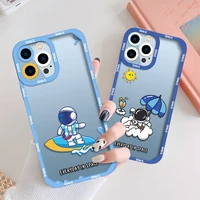 cute astronaut shockproof protection shell for iphone 13 12 mini 11 pro max xs x xr 7 8 plus se 2020 2022 transparent tpu cases