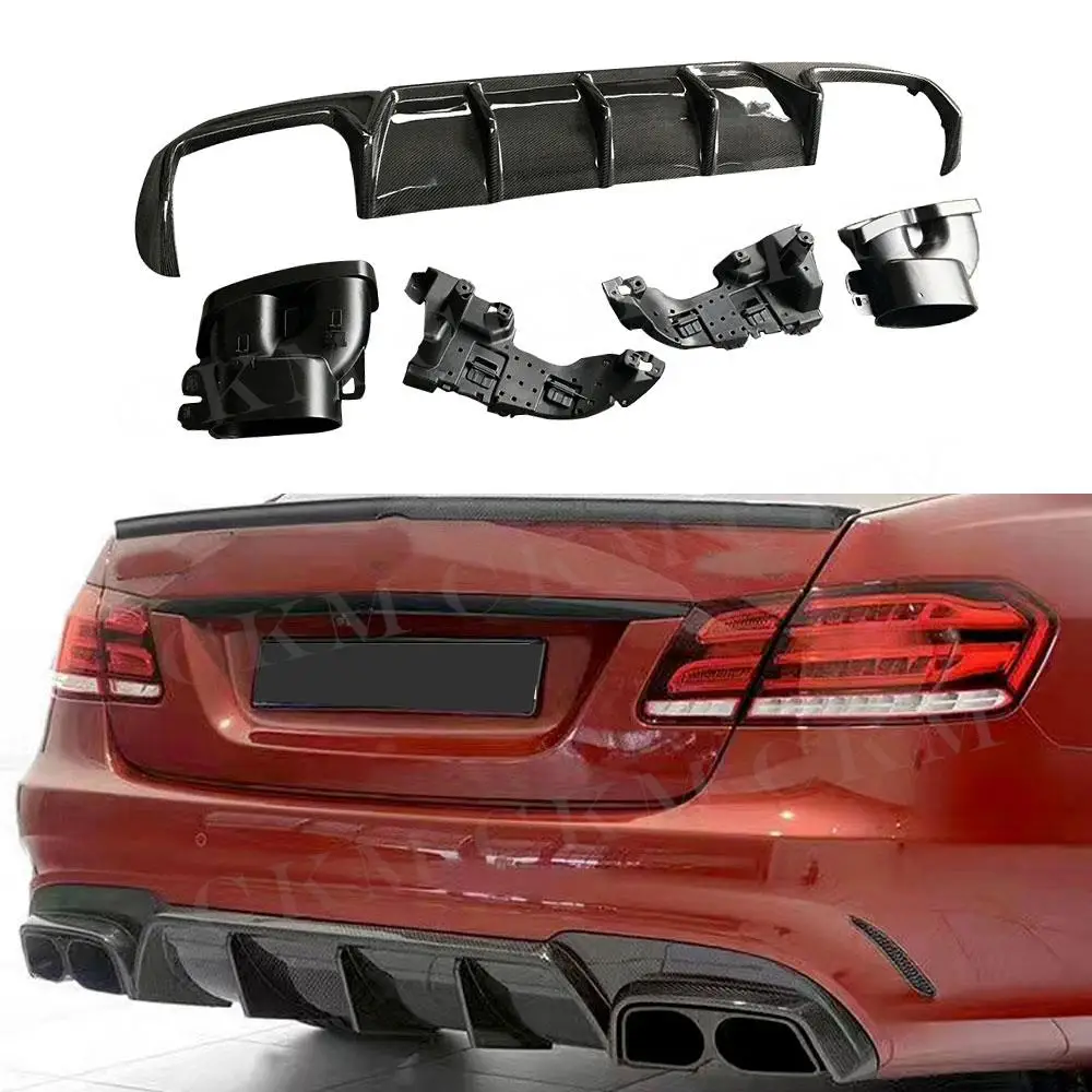 

For W212 Carbon Fiber Rear Bumper Lip Spoiler For Mercedes Benz E Class E260 E300 E400 E63 AMG 2014 2015 2016 Rear Diffuser