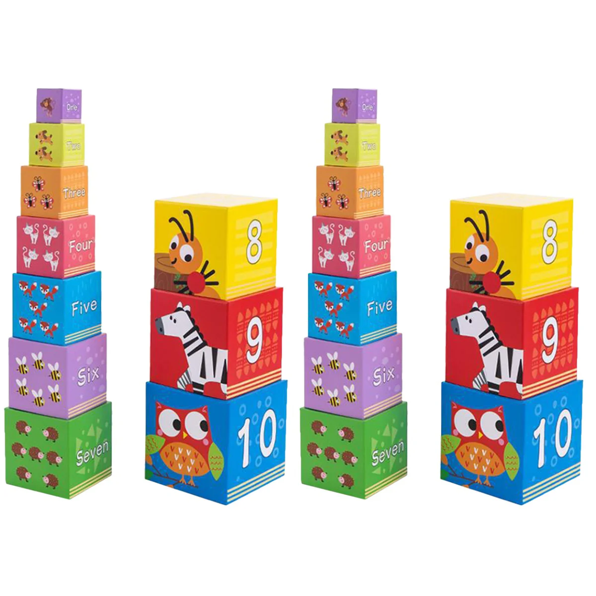 

2 Sets of Stacking Paper Boxes Cognitive Number Preschool Learning