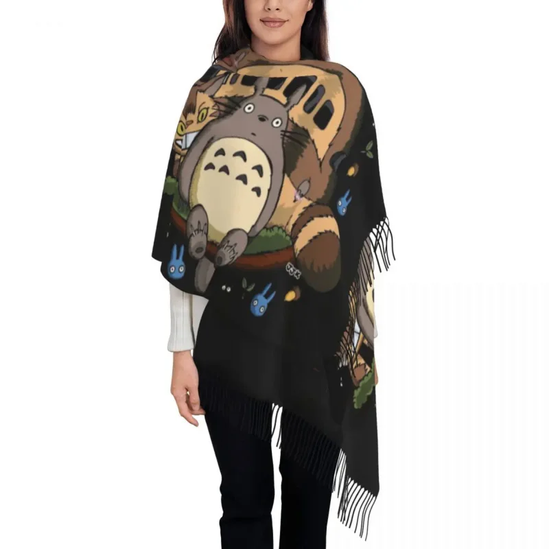 

My Neighbor Totoro Manga Tassel Scarf Women Soft Studio Ghibli Anime Shawls Wraps Female Winter Fall Scarves