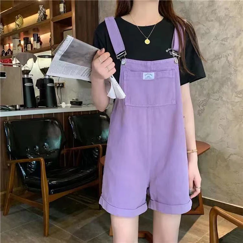 Женские комбинезоны в Корейском стиле однотонные брюки на бретелях преппи с