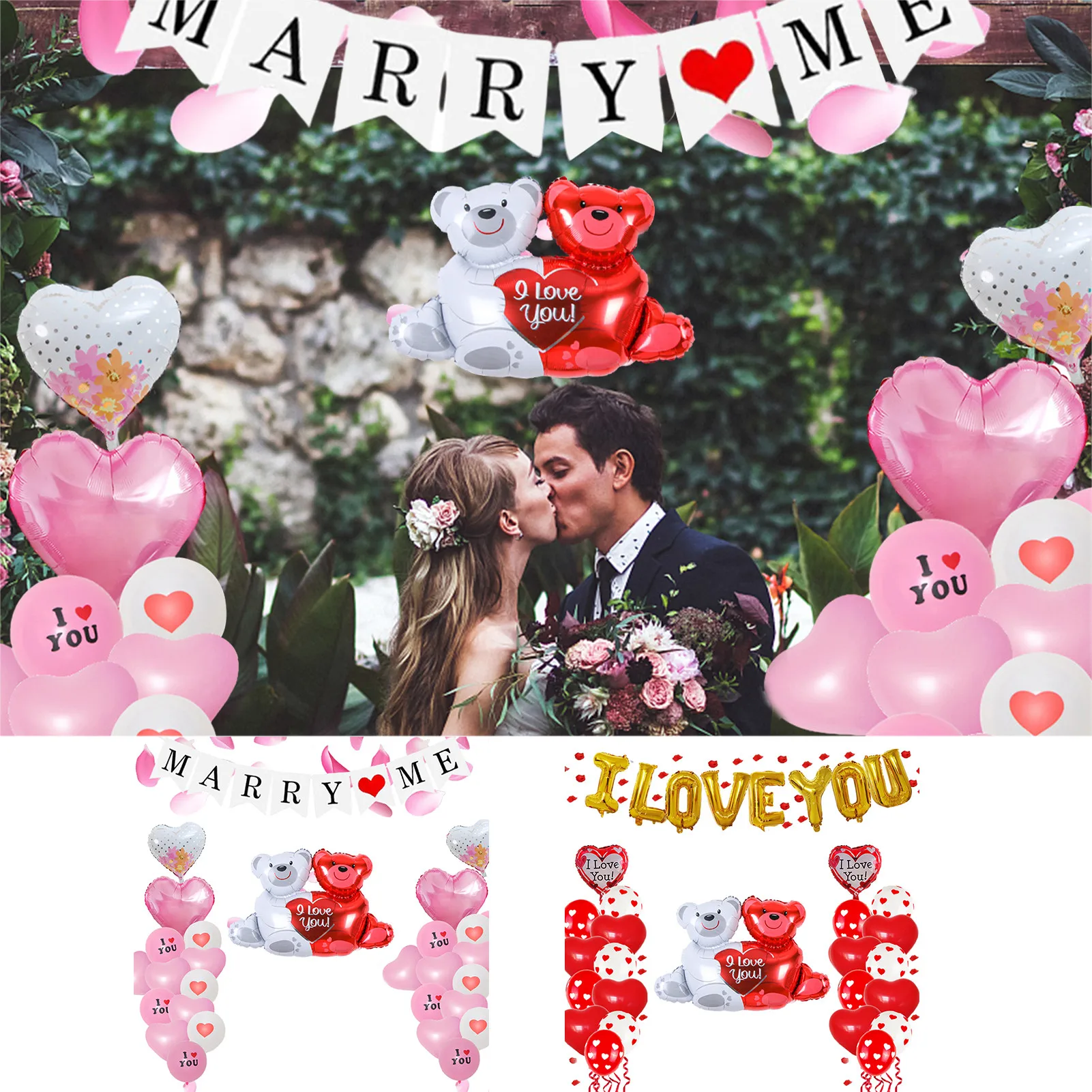 

Возлюбленные воздушные шары «Я люблю тебя», набор воздушных шаров с лепестками, романтический латексный набор воздушных шаров в виде медве...