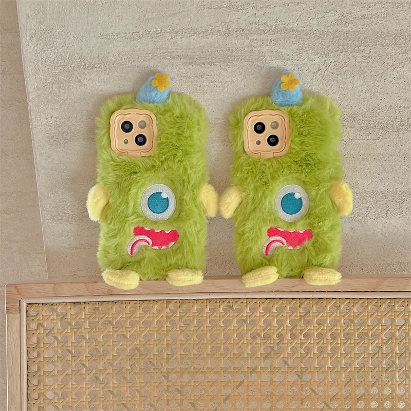 3D циклоп монстр теплый зимний плюшевый меховой чехол для Huawei Mate 60 Pro 50 40 30 пуховая