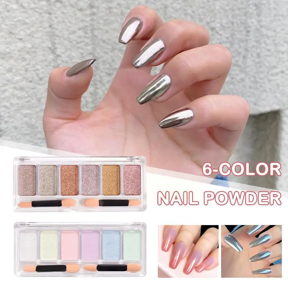 

6 Color Manicure Powder Fashion Girls Nail Art Chrome Nail Enhancement Magic Mirror Powder Tools Beauty Glitter R7V3
